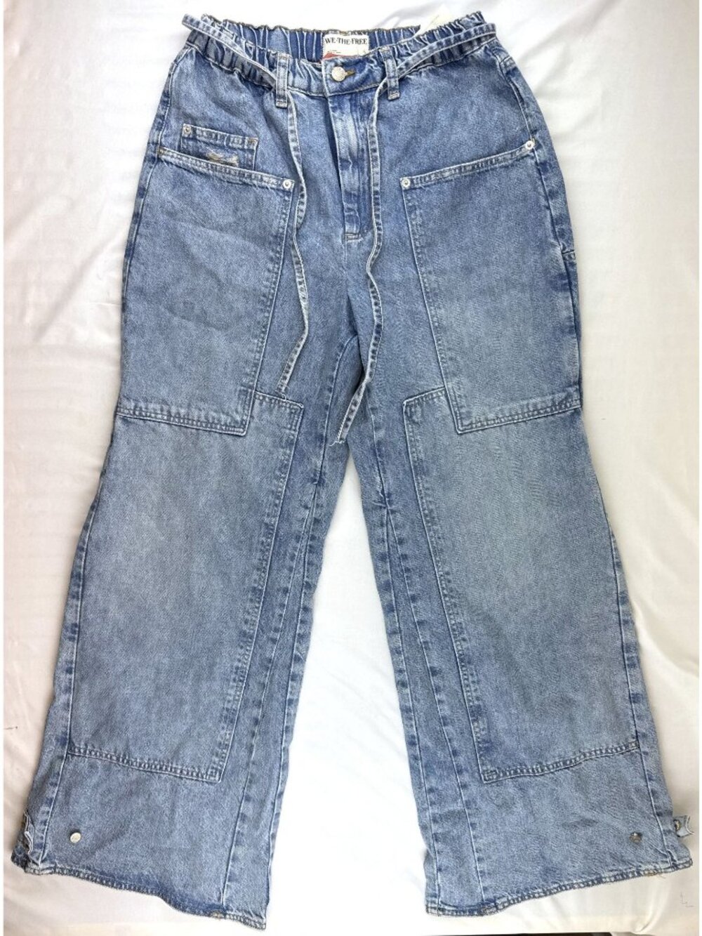 FREE PEOPLE WE THE FREE DRIZZLE CRVY OUTLAW WIDE LEG JEANS SZ S - Picture 4 of 15